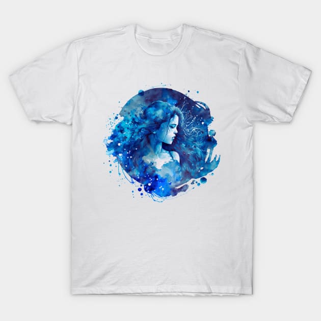 Watercolor Zodiac - Aquarius T-Shirt by Goddess Designs